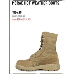 McRae Footwear Hot Weather Military Desert Coyote Tan Combat Boots Mens 6.5 R